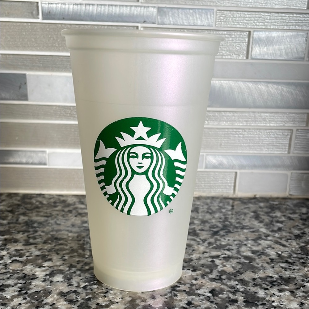 Starbucks Reusable White Coffee Travel Cup Iconic Siren Logo No Lid 16 oz